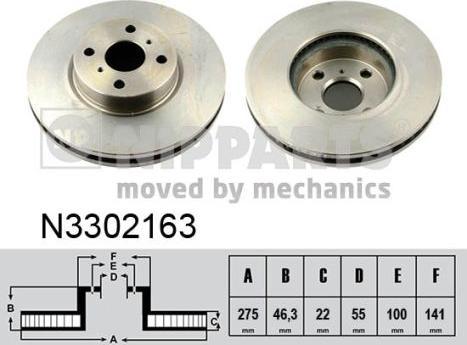 Nipparts N3302163 - Bremžu diski www.autospares.lv