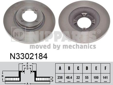 Nipparts N3302184 - Bremžu diski www.autospares.lv