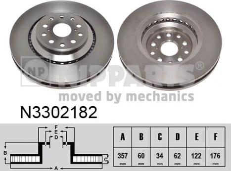 Nipparts N3302182 - Bremžu diski www.autospares.lv