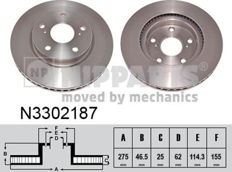 Nipparts N3302187 - Bremžu diski www.autospares.lv