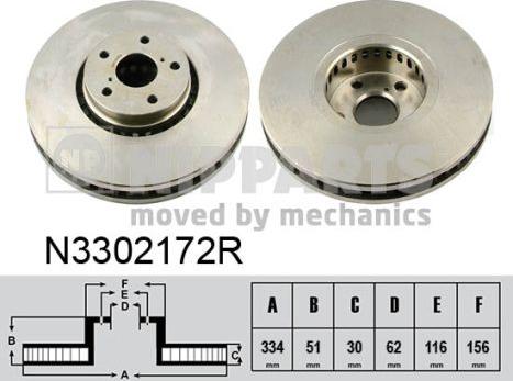 Nipparts N3302172R - Bremžu diski www.autospares.lv