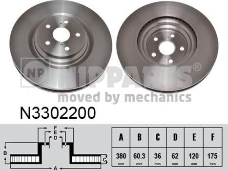 Nipparts N3302200 - Bremžu diski www.autospares.lv