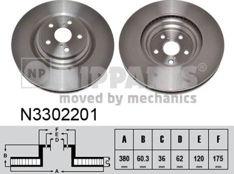 Nipparts N3302201 - Bremžu diski www.autospares.lv