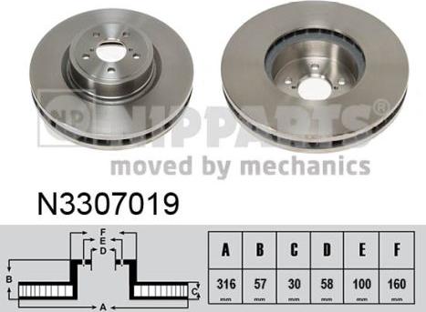 Nipparts N3307019 - Bremžu diski www.autospares.lv