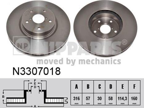 Nipparts N3307018 - Bremžu diski www.autospares.lv