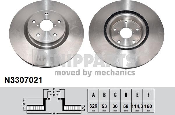 Nipparts N3307021 - Bremžu diski www.autospares.lv