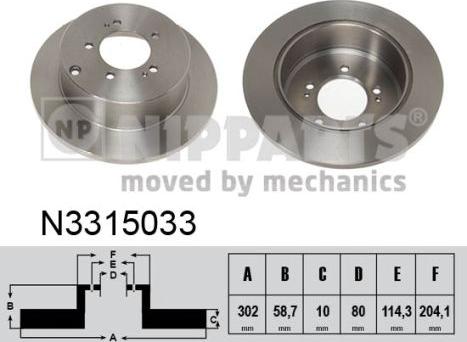 Nipparts N3315033 - Bremžu diski www.autospares.lv