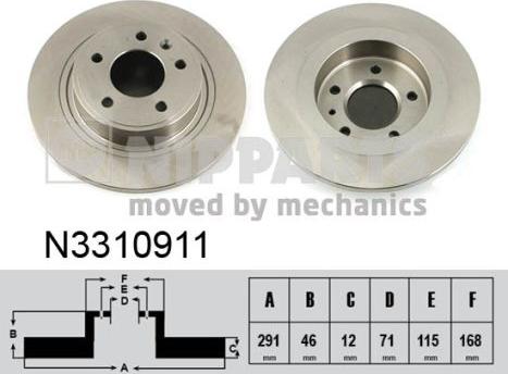 Nipparts N3310911 - Bremžu diski www.autospares.lv