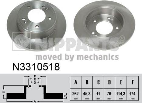 Nipparts N3310518 - Bremžu diski www.autospares.lv