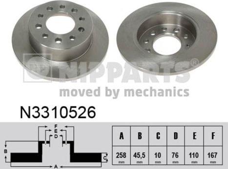 Nipparts N3310526 - Bremžu diski www.autospares.lv