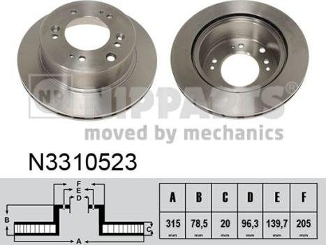 Nipparts N3310523 - Bremžu diski www.autospares.lv