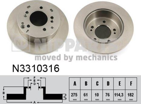 Nipparts N3310316 - Bremžu diski www.autospares.lv