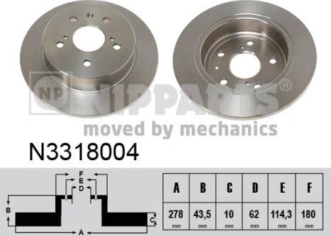 Nipparts N3318004 - Bremžu diski www.autospares.lv