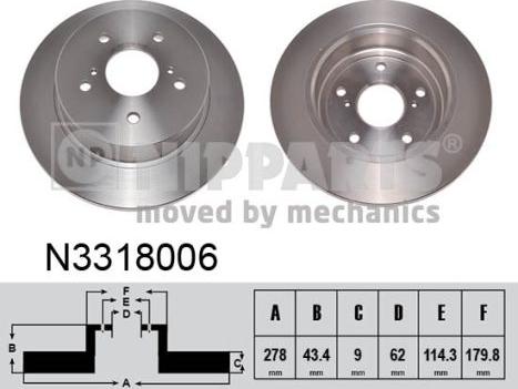 Nipparts N3318006 - Bremžu diski www.autospares.lv