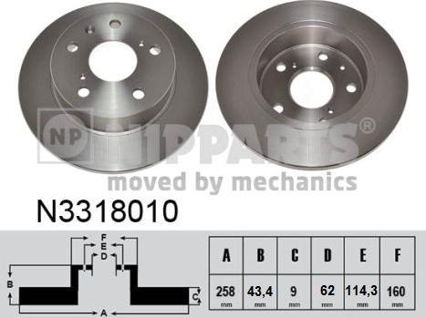 Nipparts N3318010 - Bremžu diski www.autospares.lv