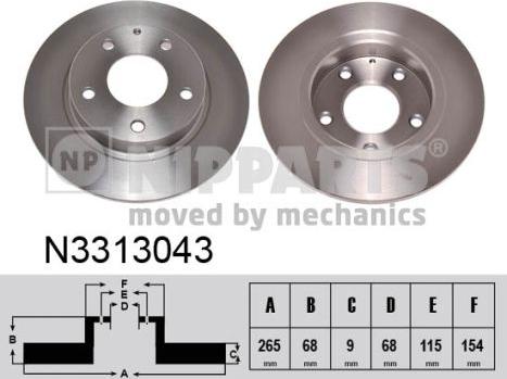 Nipparts N3313043 - Bremžu diski www.autospares.lv