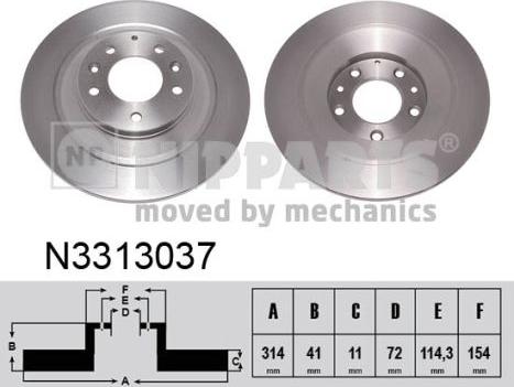 Nipparts N3313037 - Bremžu diski www.autospares.lv