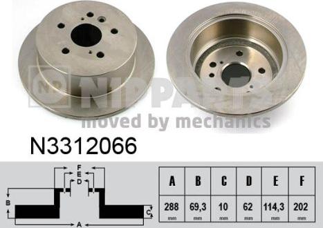 Nipparts N3312066 - Bremžu diski www.autospares.lv