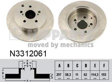 Nipparts N3312061 - Bremžu diski www.autospares.lv