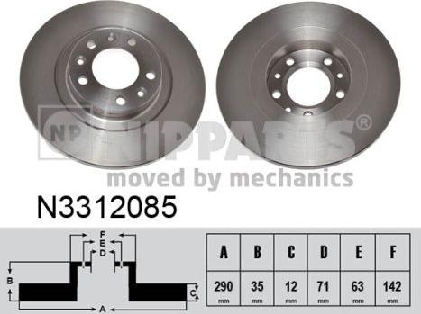 Nipparts N3312085 - Bremžu diski www.autospares.lv