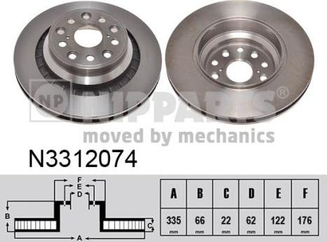 Nipparts N3312074 - Bremžu diski www.autospares.lv