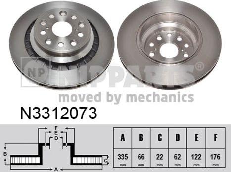 Nipparts N3312073 - Bremžu diski www.autospares.lv