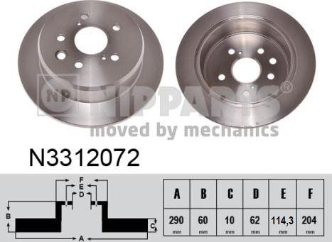 Nipparts N3312072 - Bremžu diski www.autospares.lv