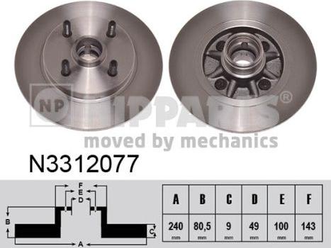 Nipparts N3312077 - Bremžu diski www.autospares.lv