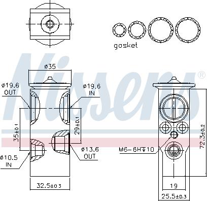 Nissens 999360 - Izplešanās vārsts, Gaisa kond. sistēma www.autospares.lv