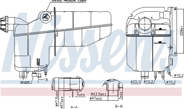 Nissens 996020 - Kompensācijas tvertne, Dzesēšanas šķidrums www.autospares.lv