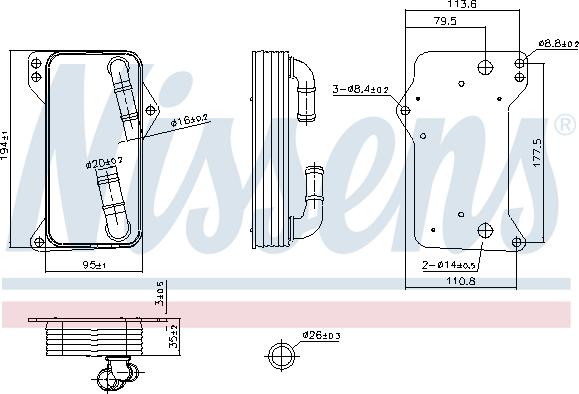 Nissens 91505 - Eļļas radiators, Automātiskā pārnesumkārba www.autospares.lv