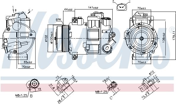 Nissens 890412 - Kompresors, Gaisa kond. sistēma www.autospares.lv