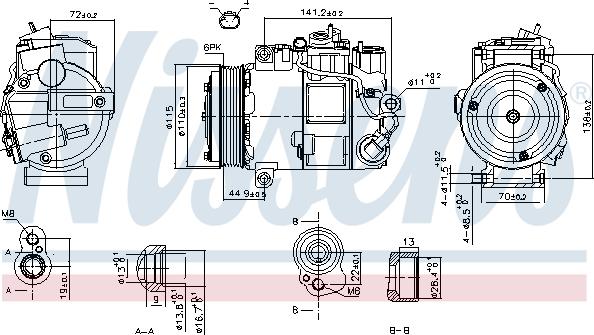 Nissens 890199 - Kompresors, Gaisa kond. sistēma www.autospares.lv