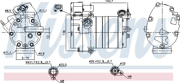 Nissens 891070 - Kompresors, Gaisa kond. sistēma www.autospares.lv