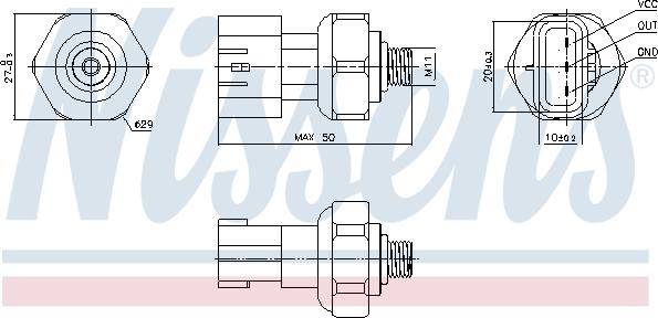 Nissens 301090 - Spiediena slēdzis, Gaisa kondicionēšanas sistēma www.autospares.lv