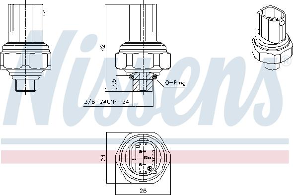 Nissens 301070 - Spiediena slēdzis, Gaisa kondicionēšanas sistēma www.autospares.lv