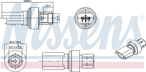 Nissens 301136 - Spiediena slēdzis, Gaisa kondicionēšanas sistēma www.autospares.lv