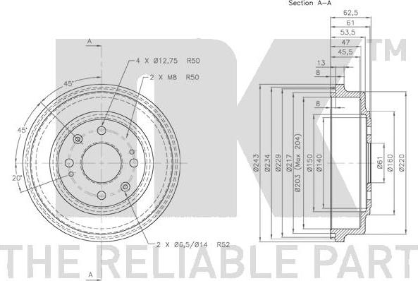 NK 254001 - Bremžu trumulis www.autospares.lv