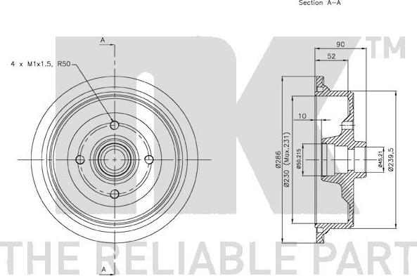 NK 254726 - Bremžu trumulis www.autospares.lv