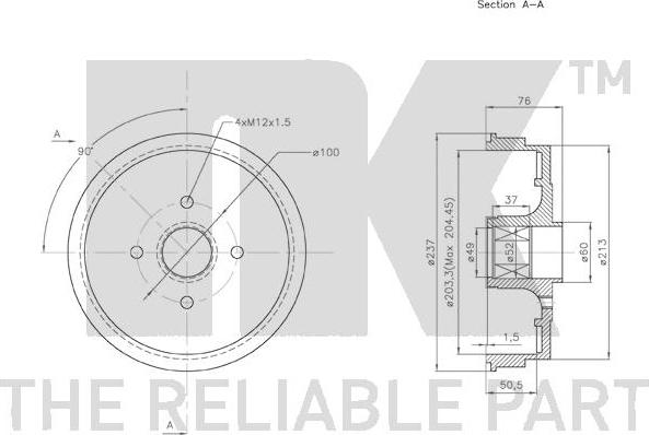 NK 253931 - Bremžu trumulis www.autospares.lv