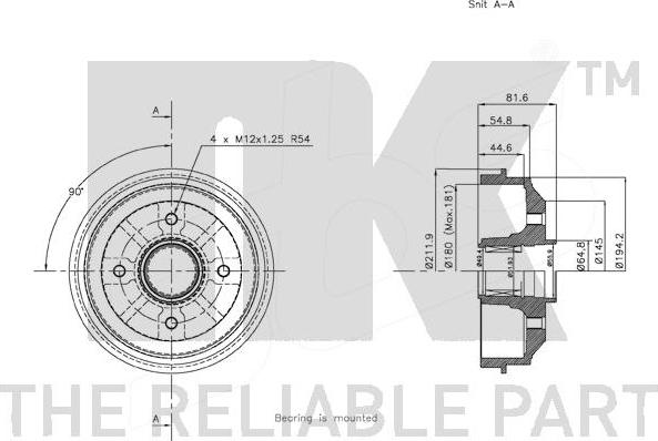 NK 253711 - Bremžu trumulis www.autospares.lv