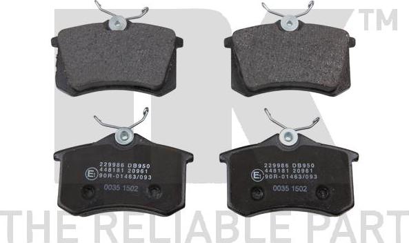 NK 229986 - Brake Pad Set, disc brake www.autospares.lv