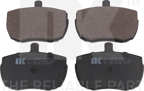 NK 229930 - Тормозные колодки, дисковые, комплект www.autospares.lv