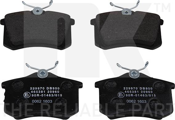 NK 229970 - Brake Pad Set, disc brake www.autospares.lv