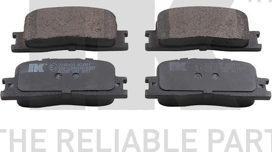 NK 2245109 - Brake Pad Set, disc brake www.autospares.lv