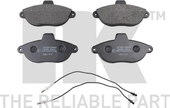 NK 221934 - Brake Pad Set, disc brake www.autospares.lv