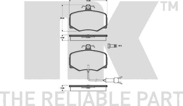 NK 221212 - Bremžu uzliku kompl., Disku bremzes www.autospares.lv