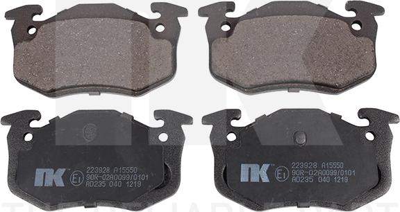 NK 223928 - Тормозные колодки, дисковые, комплект www.autospares.lv