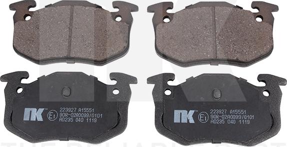 NK 223927 - Тормозные колодки, дисковые, комплект www.autospares.lv