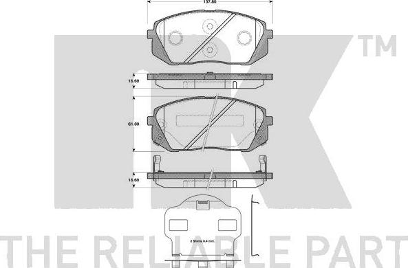 NK 223430 - Bremžu uzliku kompl., Disku bremzes www.autospares.lv